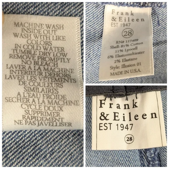 Frank & Eileen Derry Illusion Pull-On Jeans Size 28 Slim Straight Cropped J1823 - Picture 12 of 12